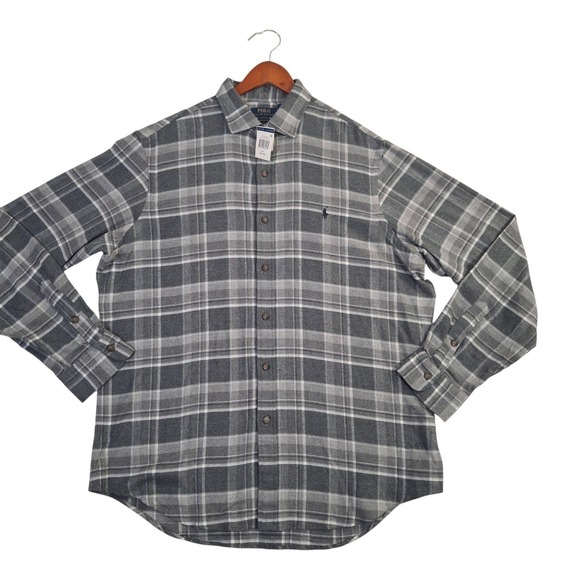 Polo Ralph Lauren Other - Polo Ralph Lauren Flannel Shirt Mens XL Grey Plaid Classic Fit Cotton